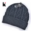 Berretti 2024 Cappelli invernali da uomo Beanie Cappello di lana lavorato a maglia Plus Berretto di velluto Maschera più spessa Berretti Touca per 5 colori