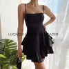 Solid Color Mini Homecoming Dresses Spaghetti Straps Ruffles Prom Satin Clubbing Party Short Graduation 240320