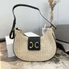 Bolso de playa de lujo Bolso de media luna para las axilas Bolsos de paja de un hombro Monedero de viaje para desplazamientos de verano Bolso colgante de diseño Bolso tejido portátil versátil para mujer