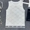 Carta broca de malha regata feminina magro sem mangas colheita topos moda em torno do pescoço diamante verificação colete