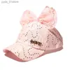 Ball Caps New Childrens Baseball Hat Lace Cute Bow Snback C Girls Leisure Sun Hat L240314