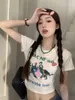 T-shirt nera a maniche corte stile americano estiva nuova dolce e fresca ragazza piccante a vita alta e top corto con ombelico rivelatore tendenza Instagram