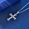 Design Necklace for Women and Men VVS D Color 0.5ct 1ct Moissanite Pendant Cross Pattern 925 Sterling Silver Necklaces Jewelry