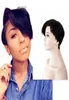 Human hair Short straightwig full machine made Side Part little lace front wigs Brazilian Pixie Cut Indian humanhair wig1841788