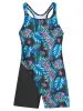 Badmode Kinderen Meisjes Atletische Badpakken uit één stuk Mouwloos Print Keyhole Racer Back Boyshort Zwemkleding voor kind Zomerbadpak