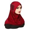 Sjaals Jersey Instant Plain Hijab Underscarf Vrouwen Moslim Met Boog Boren Tudung Volledige Cover Innerlijke Islamitische Sjaal Sjaals