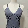 Summer Women's Sexy Geometric Jacquard Slim See Through Mini Dress Female Holiday Thin Stick Bodycon Slip Dress