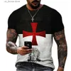 Men's T-Shirts Christian Mens Clothing T Shirts Oversized Vintage T Shirt Gothic Jesus Christ Cross 3D Print O-neck Tops Hip Hop Short Slve Y240314