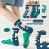 Kids Socks Childrens Socks 5 Pairs Of Autumn And Winter New Mid-Calf Dinosaur Spring And Autumn Boys And Girls Baby Middle And Large Child yq240314