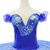 Scenkläder 2024 Blue Professional Ballet Tutu Swan Lake Girl and Women Ballerina Party Dance Costumes Dress