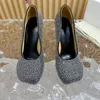 Top Loeweelies Diamond Pumps Женская высококачественная дизайнерская обувь мода Shiny Wrinestone Кожаные высокие каблуки Sandals Show Trap