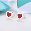 2024 Designer Luxury Brand Jewelry Stud Enamel Blue Heart Shaped Print Letters Pink T-Series örhängen för kvinnor med Box RJGZ