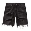 Herenjeans Heren Denim Shorts Gescheurd Zomer Distressed Straight Fit Gaten Knielengte Met Multi