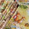 Tissu carton Fox Forest Family Imprimer Animation Coton Tissu pour les vêtements pour enfants Tissu de fond décoratif des vêtements pour enfants