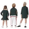 Children 1 To 14 Fall Winter Hoodie Stretchy Soft Dress Cotton Turtleneck Sweatshirt Family Matching Clothes 240311