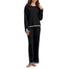 Calças femininas de duas peças Mulheres 2 Lounge Define Camisola de Manga Longa Plus Size Oversized Knit Pulôver Tops Wide Leg Tracksuit