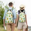 Mochila homens mulheres escola de grande capacidade para estudante cacto aquarela com saco de frutas