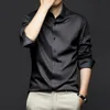 6XL Large High Quality Formal Dress Autumn and Winter Mens Long Sleeve Pure White Shirt Non iron Business Casual Ice Silk 240314