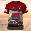 T-shirts voor heren Nieuwe Trucker Shirt Heren T-shirt 3D Truck Print Uniform Korte Slve Tops 2024 Harajuku Kleding Zomer O Hals Oversized Trui Y240314