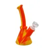 Silicone Bong 6.5 Inch Beaker Base Water Pipe Hookah 14mm Female Unbreakable Bong With Downstem Glass Bowl Dab Oil Rigs Bongs