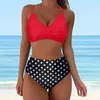 Pantalones de dos piezas para mujer Conjunto de bikini breve de talle alto vintage Traje de baño fruncido Mujeres Push Up Y2k Traje de baño Cubierta de lujo Primavera Verano Playa