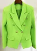 High Street Est Designer Jacket Womens Classic Metal Lion Knappar Double Breasted Slim Fiting Blazer Neon Green 240306