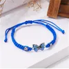 Nieuwe Eenvoudige Handgemaakte Gevlochten String Armband Voor Vrouwen Blauwe Vlinder Verstelbare Bedelarmband Meisjes Mode-sieraden Party Gift