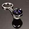 Keychains Star12 Constellations Keychain Time Gemstone Double Sided Glass Ball Metal Car Pendant Backpack Children's Gift