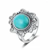 Anneaux de cluster 925 Sterling Silver Big Ovale Naturel Moonstone Turquoise Lapis Tiger Eye pour hommes Femmes Cadeaux Bijoux à la mode