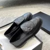 Designer voor dames Modieuze en veelzijdige zwarte kleine schoenen Ronde neus Dikke zool Instappers 100% echt leer EU35-41
