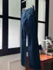 Women's Jeans TR Denim High Quality High-density Contrast Trousers Mid Waist Full Length Design Pants