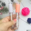 Refillable Compacts 5Ml Empty Lip Gloss Bottle Pink Cap Diy Plastic Lipgloss Tube Beauty Cosmetic Packing Container Botella De Brillo Dhz4P