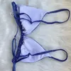 Sexy Strass-Brasilianisches Bikini-Set, funkelnde Bademode, Damen-Badeanzug, Neckholder, Tanga, T-Rücken-Bikini, Mikro-Badeanzug 240308