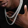 Partihandel Stock Hip Hop Rapper Jewelry 14mm Real Solid Gold Plating Iced Out CZ Diamond Prong Cuban Link Chain Necklace For Men