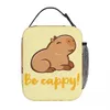 Lindo Happy Capybara Accesorios Bolsa de almuerzo aislada para niños Escuela Caja de comida Portátil Llegada Refrigerador Térmico 240226