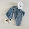 Jacken Herbst Baby Jungen Baumwoll-Jeanshemd vollärmeliges Kinder-Top