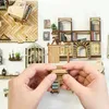 3D -pussel DIY LED Ljus trä 3D -pussel Bokendrum Bok Nook Decoration Assembled Building Miniature Bookhelf Dollhouse Toys Kid Gifts 240314