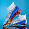 2024 New Women Men Football Boots AG FG High Top Soccer Shoes Youth Professional Training Shoes Gold Sole