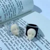 Gotisk svartvit karaktär DRIMACE RINGS FÖR KVINNA PUNK HESSIN Fashion Harajuku Rings Charms 90s Eesthetic Y2K Jewelry 240311