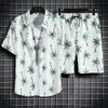 Designer Suit Summer Beach Tourism Set for Mens Short Sleeved Shirts Trendy Colored Hawaiian Shorts Two Piece Kk3k