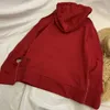 Sweat à capuche rouge pour femmes, Version avec cordon de serrage, col en v ample, très avancé et Durable, grand corps fin, MAR2024