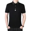 Polo Jeunesse Revers Couleur Unie Soie Glacée Lâche Polo Homme T-shirt À Manches Courtes