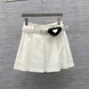 Letter Badge Pleated Skirts With Waist Bag Womens Designer Short Dress Girls Hip Hop Mini Skirt Streetwear