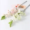 6st Artificial Silk Peach Branch Fake Flower Wedding Party Flower Home Decoration Table Flower Arrangement Simulation Plant 240306