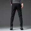 Men's Pants 2024 Spring Slim Casual Stretch Cotton Fashion Business Straight Black Gray Blue Trousers Male Brand Clothing