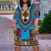 Abiti casual di base Abito africano bohemien Dashiki per le donne Abiti midi sexy Manica corta Festa serale Saudita Elegante scollo a V Vestito estivo ModaL2403