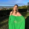 Elegante longo verde chiffon vestidos de baile a linha barco pescoço plissado até o chão vestidos de noche vestidos de noite para mulher