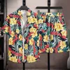 Designer Suit Hawaiian Seaside Vacation Set Mens Loose Fitting Casual Couple Trendy Brand Short Sleeved Floral Shirt Beach Two-piece H5dt