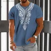 T-shirts pour hommes Vintage Hommes T-shirt Imprimé Ethnique Casual Court Slve Été Col Rond Strtwear Mâle Lâche Sweat Respirant Hommes Vêtements Y240314