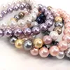 Strand Shell Pearl Armband Tricolor Electropated Imitation Pearls Charm Elastic Bangle Women Jewelry Party Anniversary Wedding Present